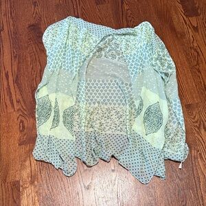 Green Patterned Kimono Cardigan